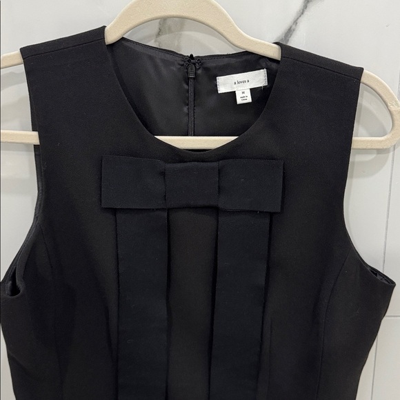 A loves A Tulip Woven Black Sleeveless Structured Dress w Bow - Picture 9 of 9